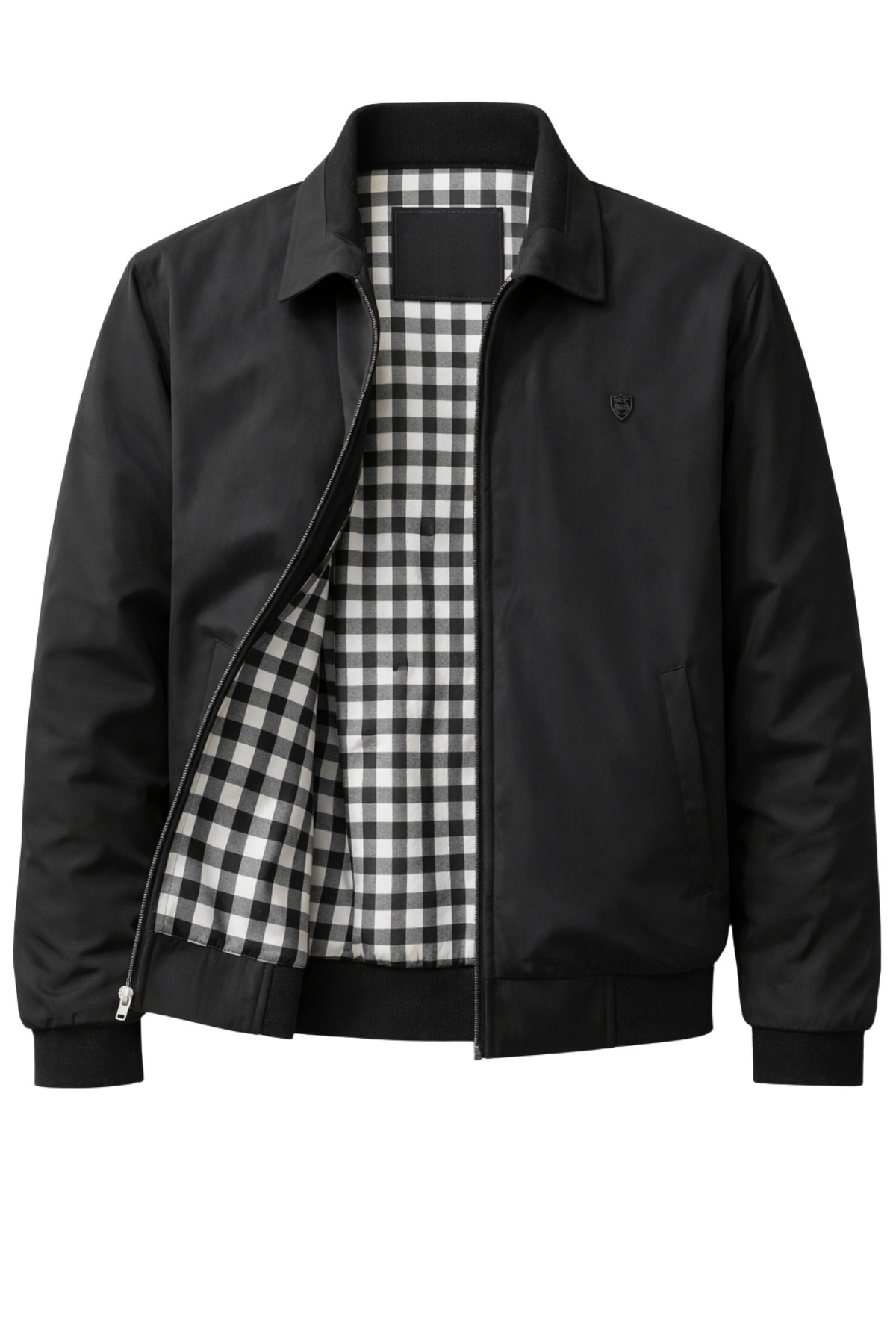 SİVAİST  Erkek Siyah Regular Rahat Kalıp Bonded Kumaş Klasik Yaka Mevsimlik&Yazlık Mont