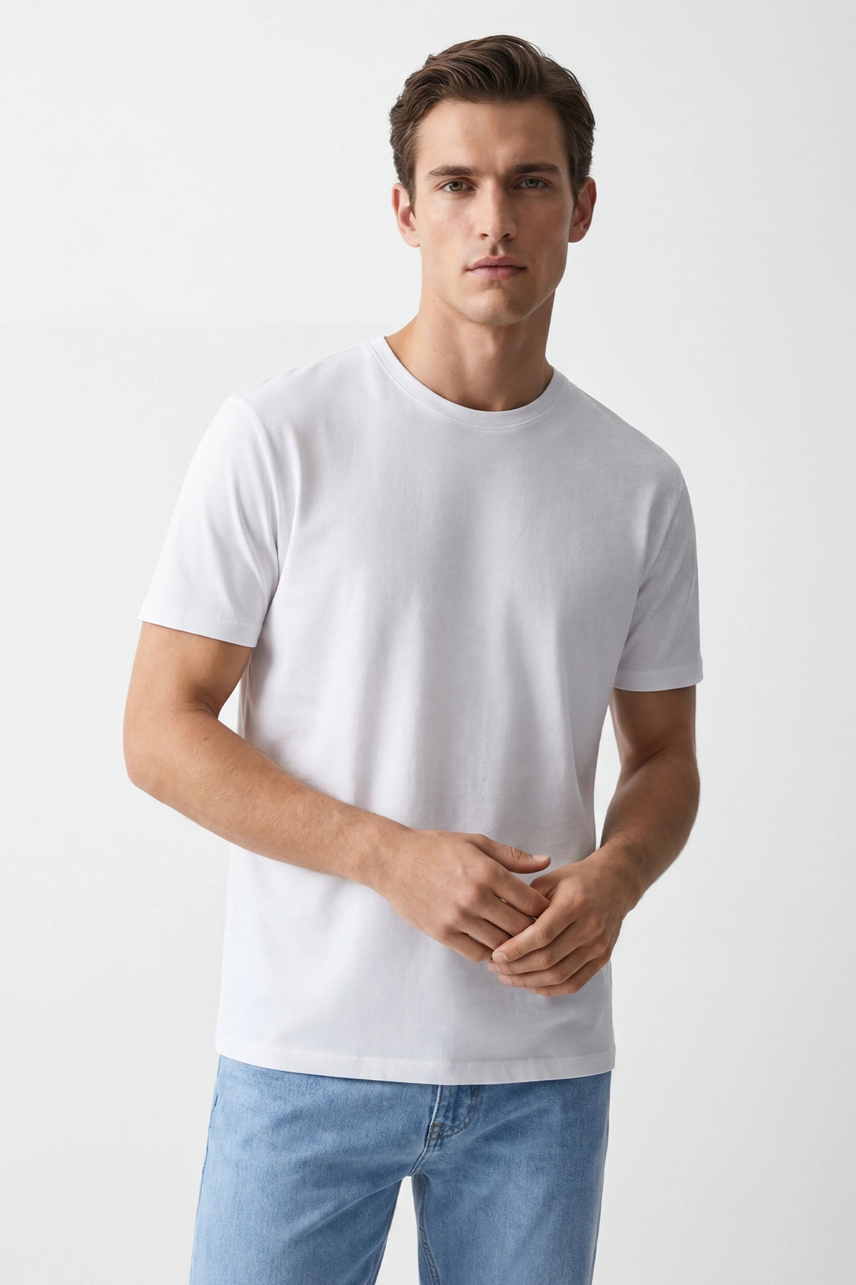 Men's Basic T-Shirt 100% Cotton Fit Mould Casual Sports T-Shirt