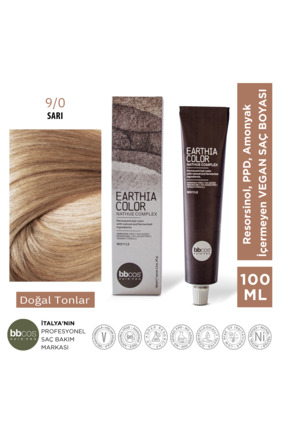 bbcos Earthia Color 9/0 Sarı Amonyaksız Saç Boyası Doğal Tonlar 100ml