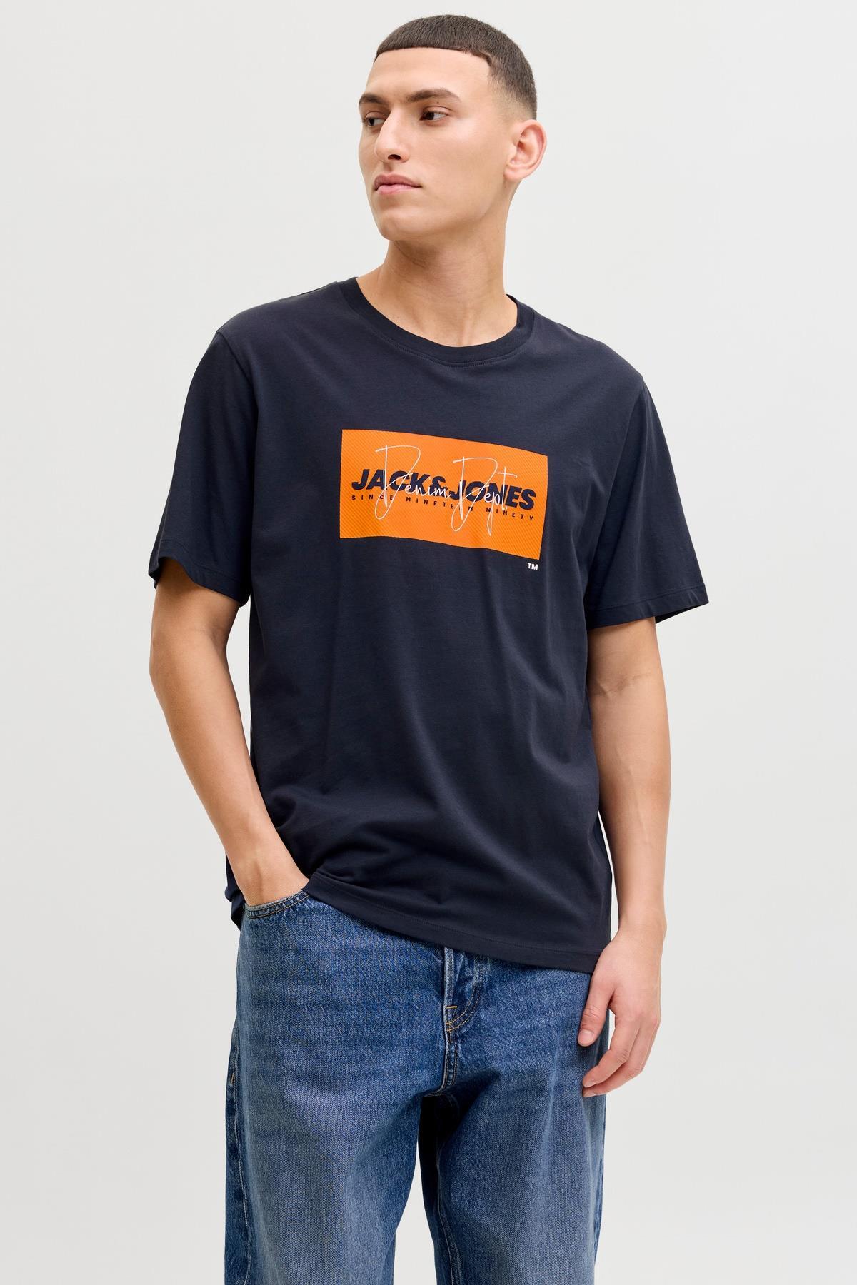 Jack & Jones  Erkek Gögüs Logo Baskili Tisört - Cole