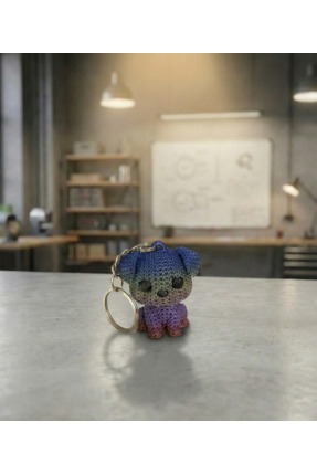 DİĞER1111 Gökkuşağı Renkli 3D Baskı Sevimli Köpek Anahtarlık - Özel Mesh Doku...