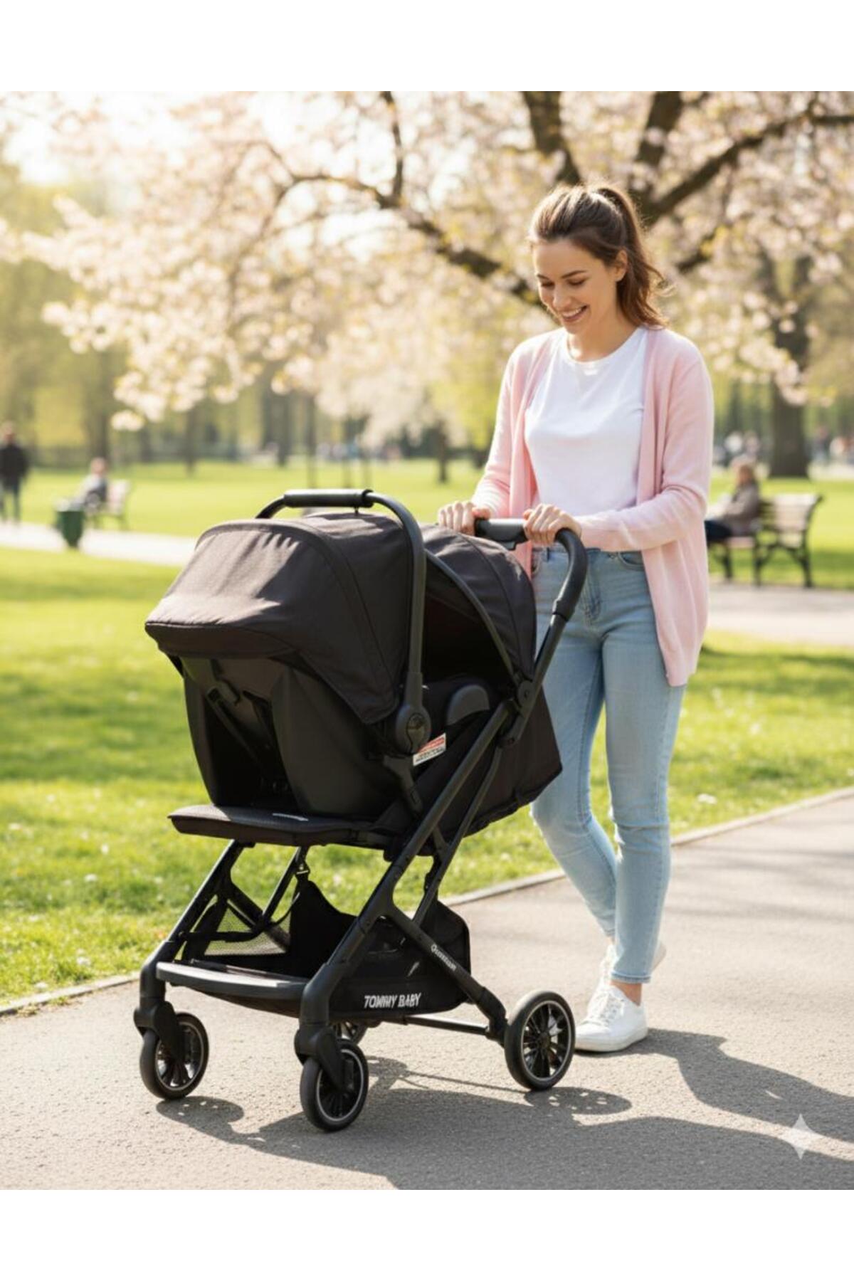 Tommybaby Quantum Kabin Travel Bebek Arabası Kabin Boy Bebek Arabası Pedli Katlanabilir Yağmurluk Hediye fotoğrafı 2 (önizleme)