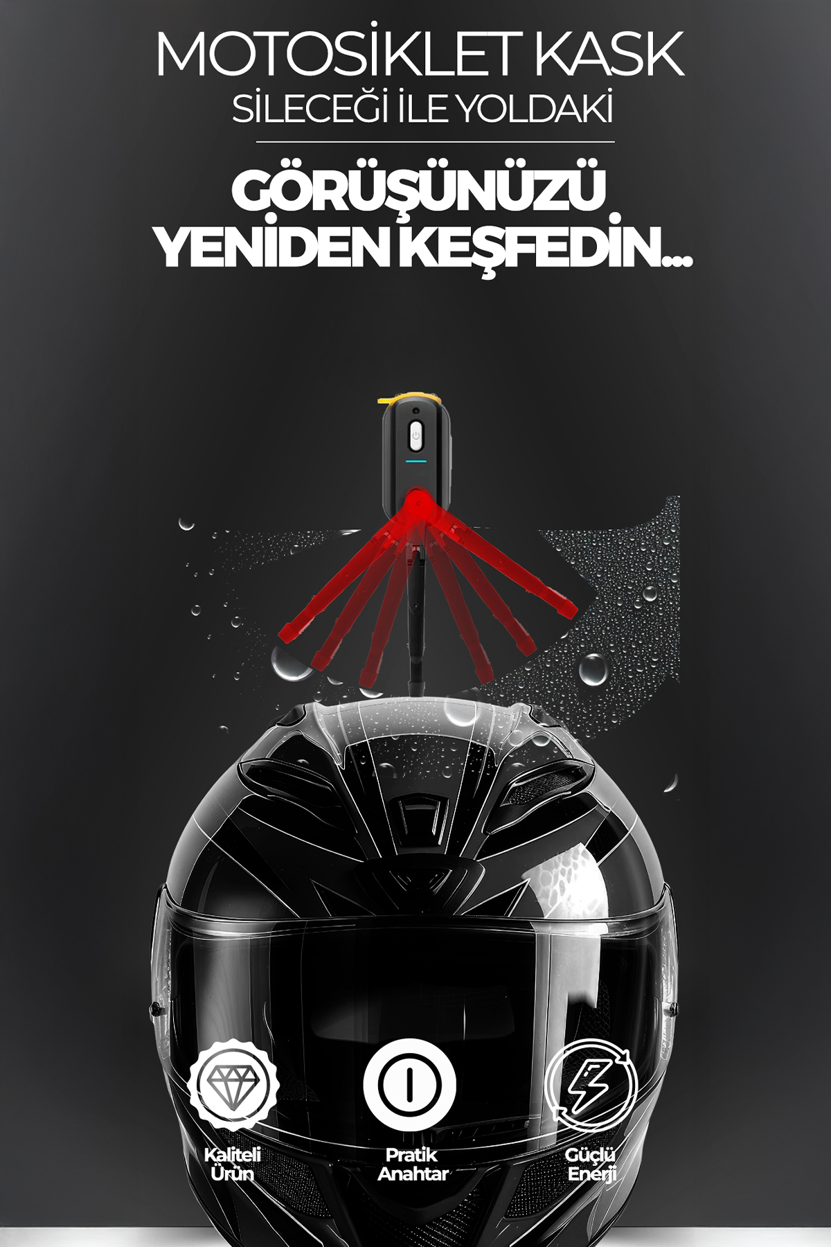 ROBO Şarjlı Kask Sileceği Yedek başlık hediyeli