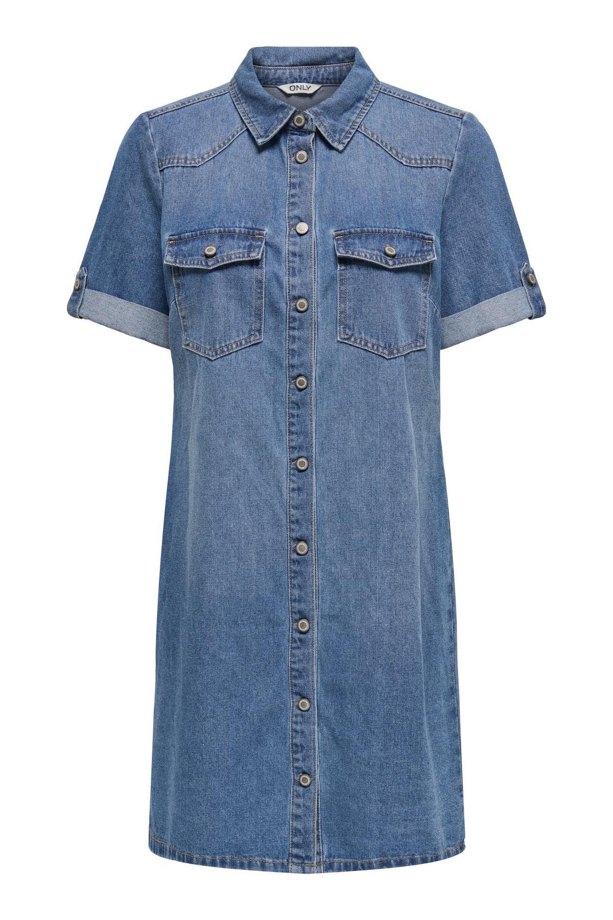 ONLY  ONLLISA Kadın Kot Elbise Kısa Kollu Günlük - Görsel 7