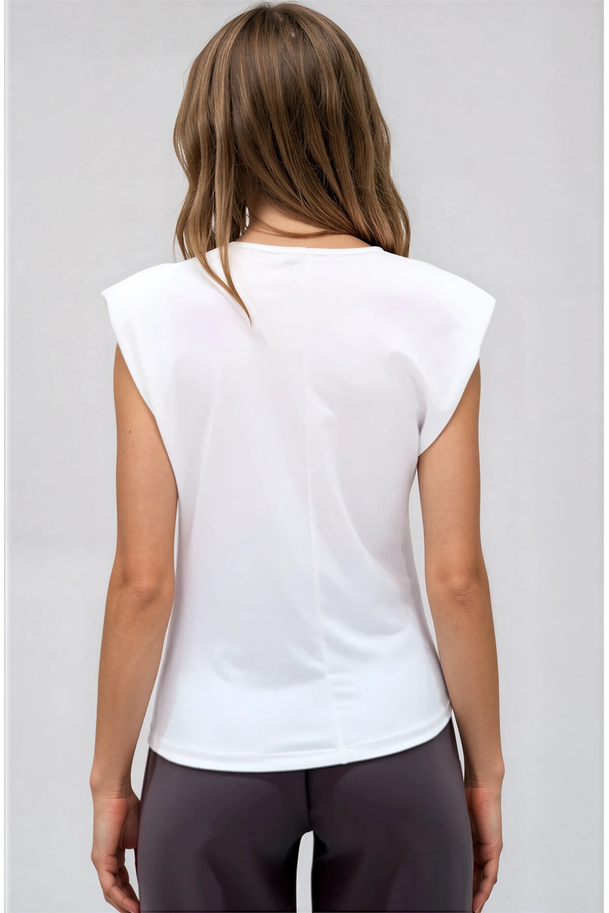 OLSAMODA  KADIN DRAPE DETAYLI VATKALI ESNEK SANDY KUMAŞ BLUZ - Görsel 5