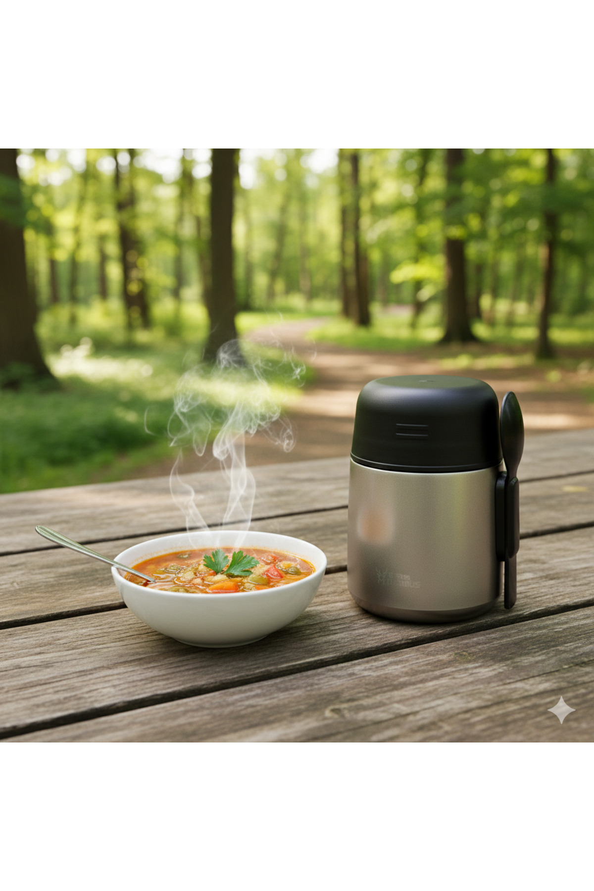 Star Termos Thermbox Paslanmaz Çelik Yemek & Mama Termosu 500 ml - BPA Free - Çatal Kaşık Aparatlı - Sızdırmaz fotoğrafı 3 (önizleme)
