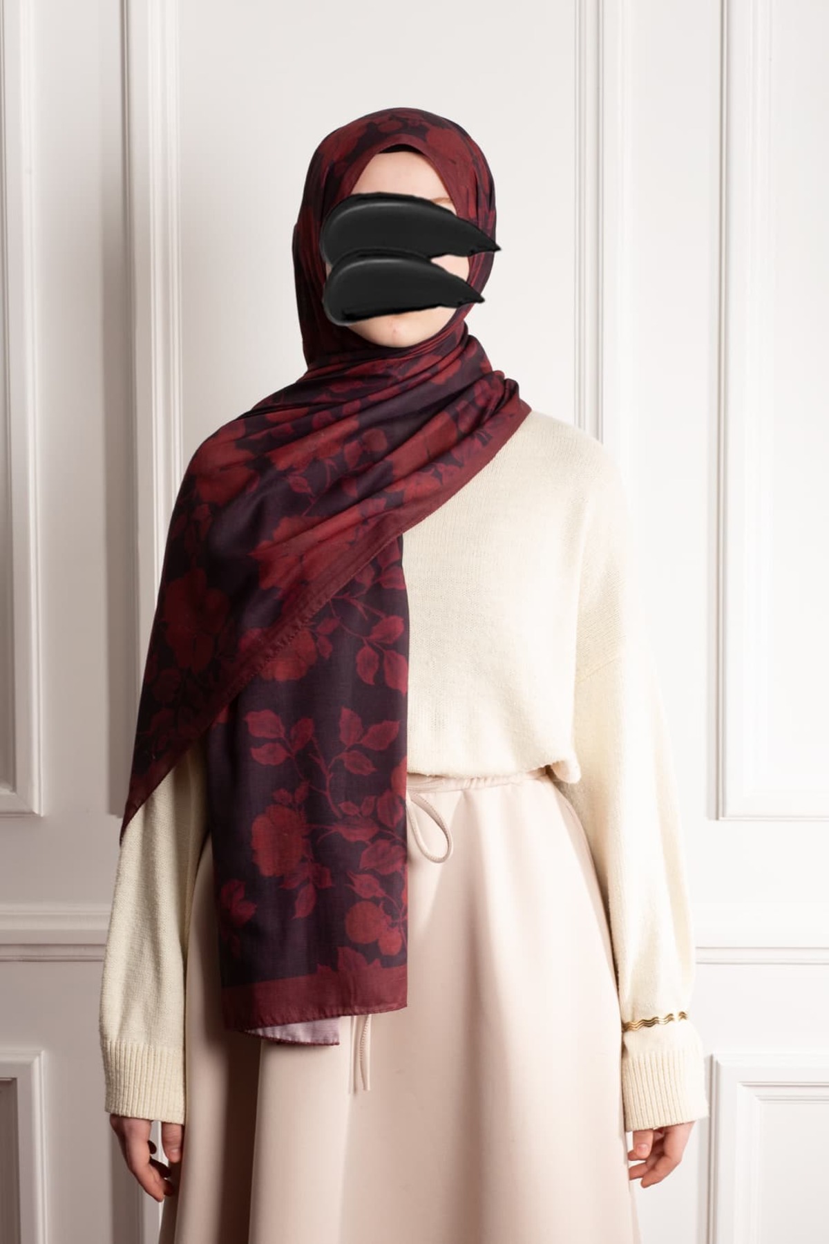 Amber Mist Patterned Soft Shawl - Burgundy