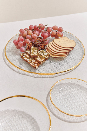 Paşabahçe Buzlu Cam Peynirtabağı Altın 34 cm