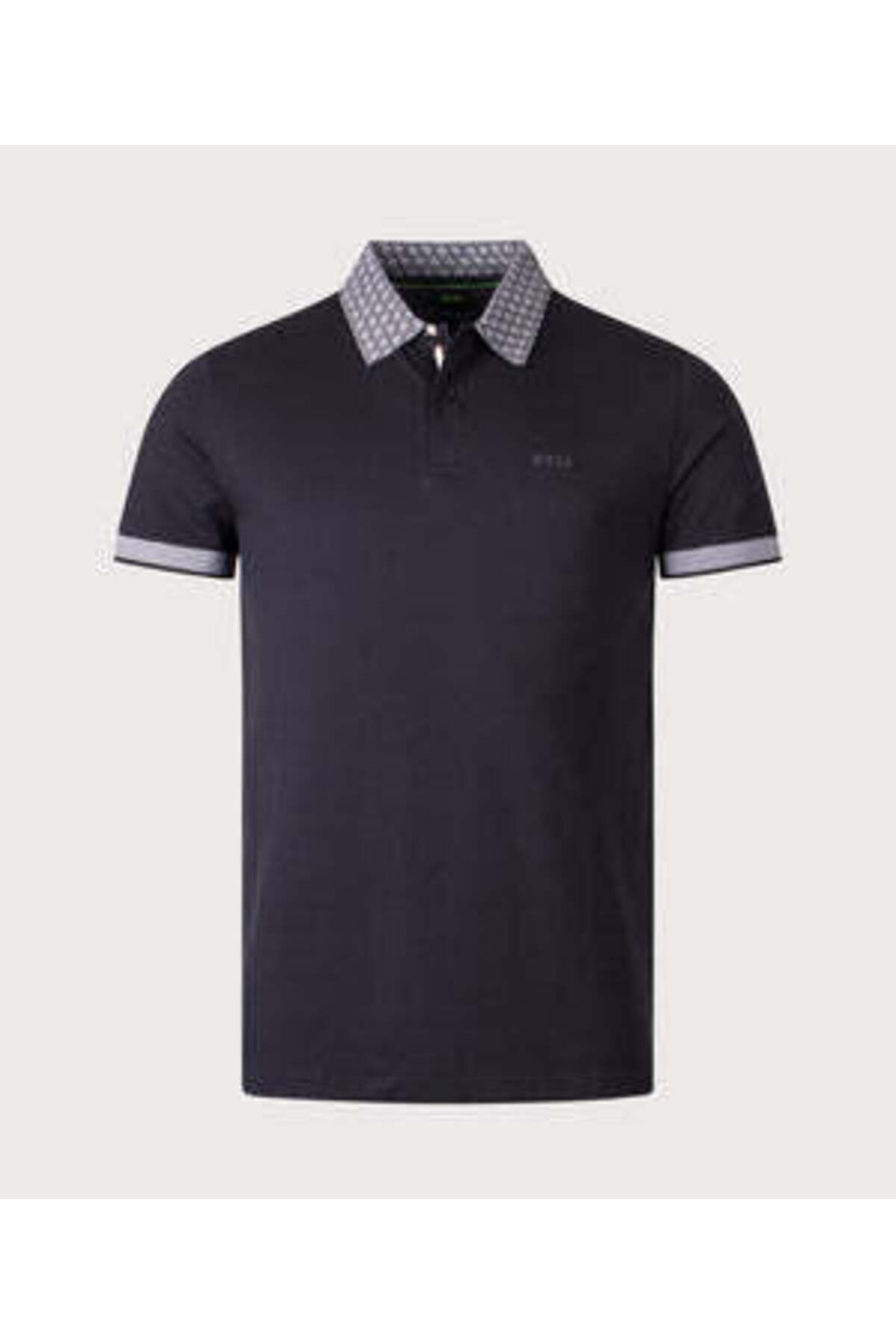 باس تی‌شرت مردانه آستین کوتاه کشی نخی یقه پولو، مناسب برای استفاده روزمره، مناسب برای آقایان، سرمه‌ای