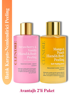 CLENDRE 2'Lİ Body Scrub Mango&Şeftali– Çilek&Vanilya, Hindistan Cevizi Yağlı,...