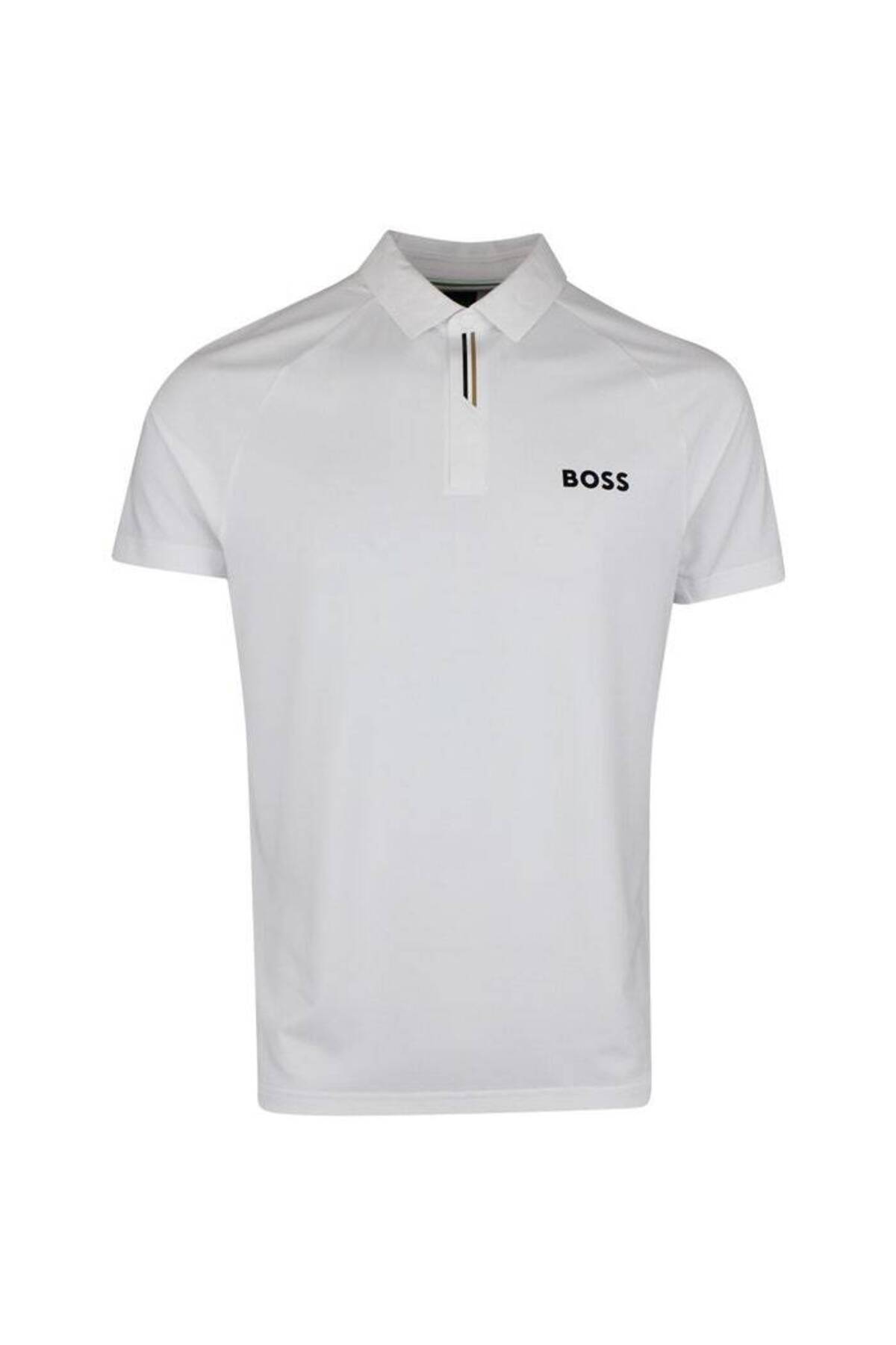 باس تی‌شرت مردانه آستین کوتاه نخی یقه پولو سفید سایز معمولی کد ۵۰۵۵۴۵۵۴-۱۰۰