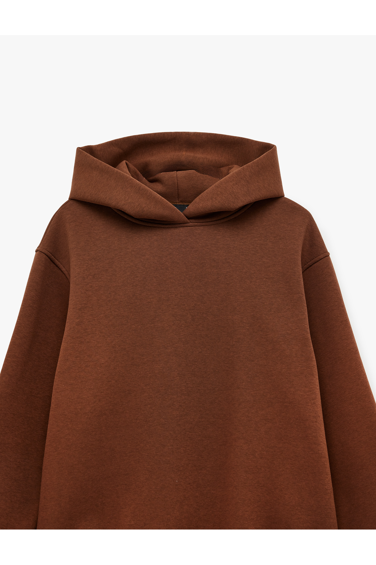 Koton Üç İplik Şardonlu Uzun Kollu Kapüşonlu Basic Sweatshirt görsel 5