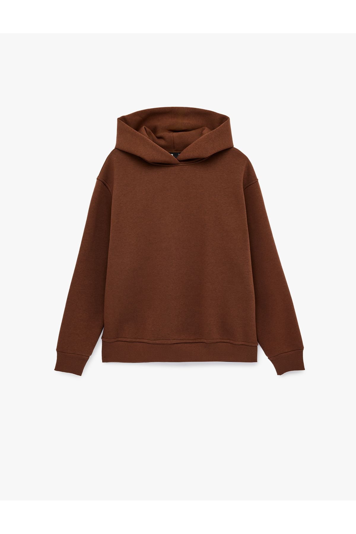 Koton Üç İplik Şardonlu Uzun Kollu Kapüşonlu Basic Sweatshirt görsel 3