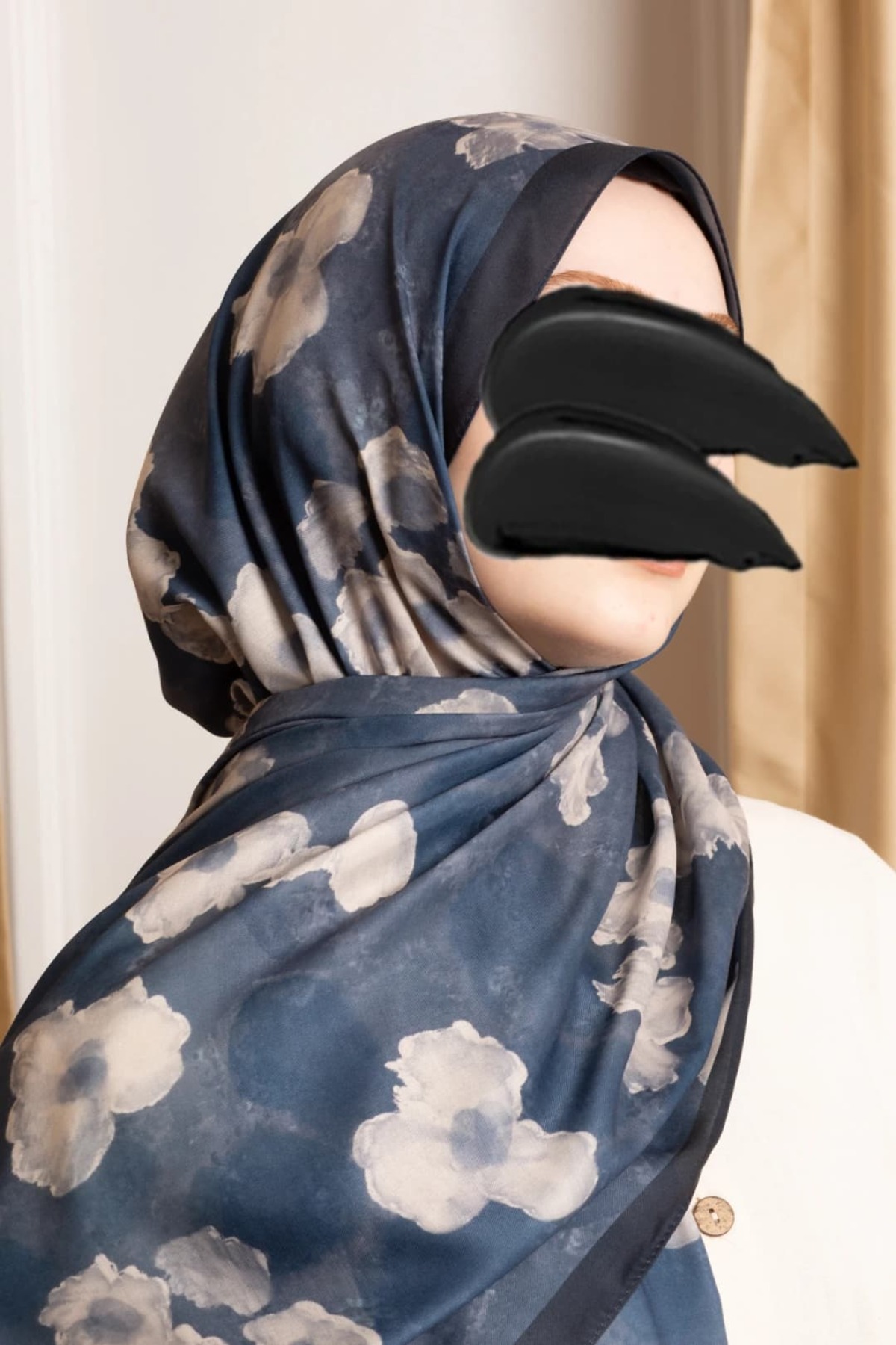 Emare  Güz Serenadı Desenli Soft Şal - Mavi - Görsel 6