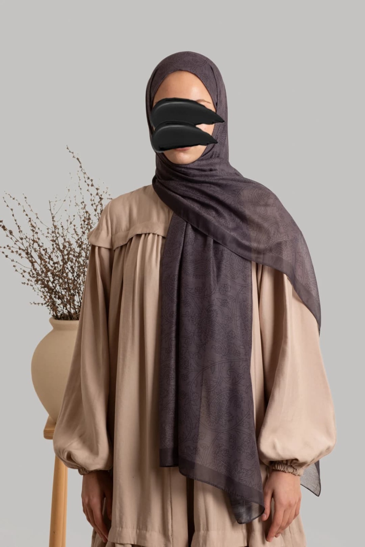 Mystic Texture Patterned Cotton Shawl - Anthracite