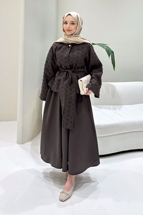 Ovn. Virella Düz Kesim Bağlamalı Takım - Kahverengi