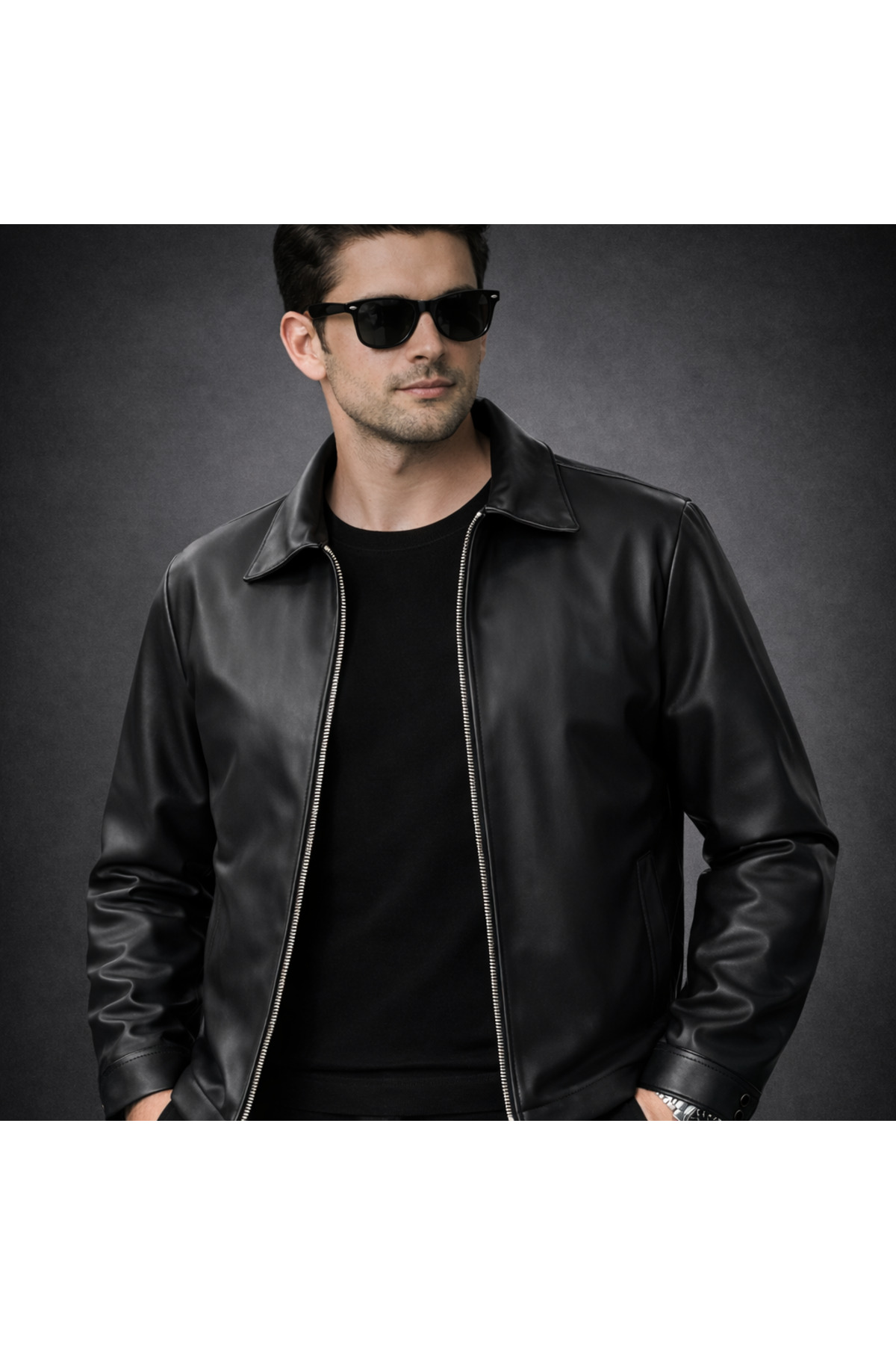 Boymen  Siyah Erkek Deri Ceket Mevsimlik ceket old money deri ceket - Görsel 2