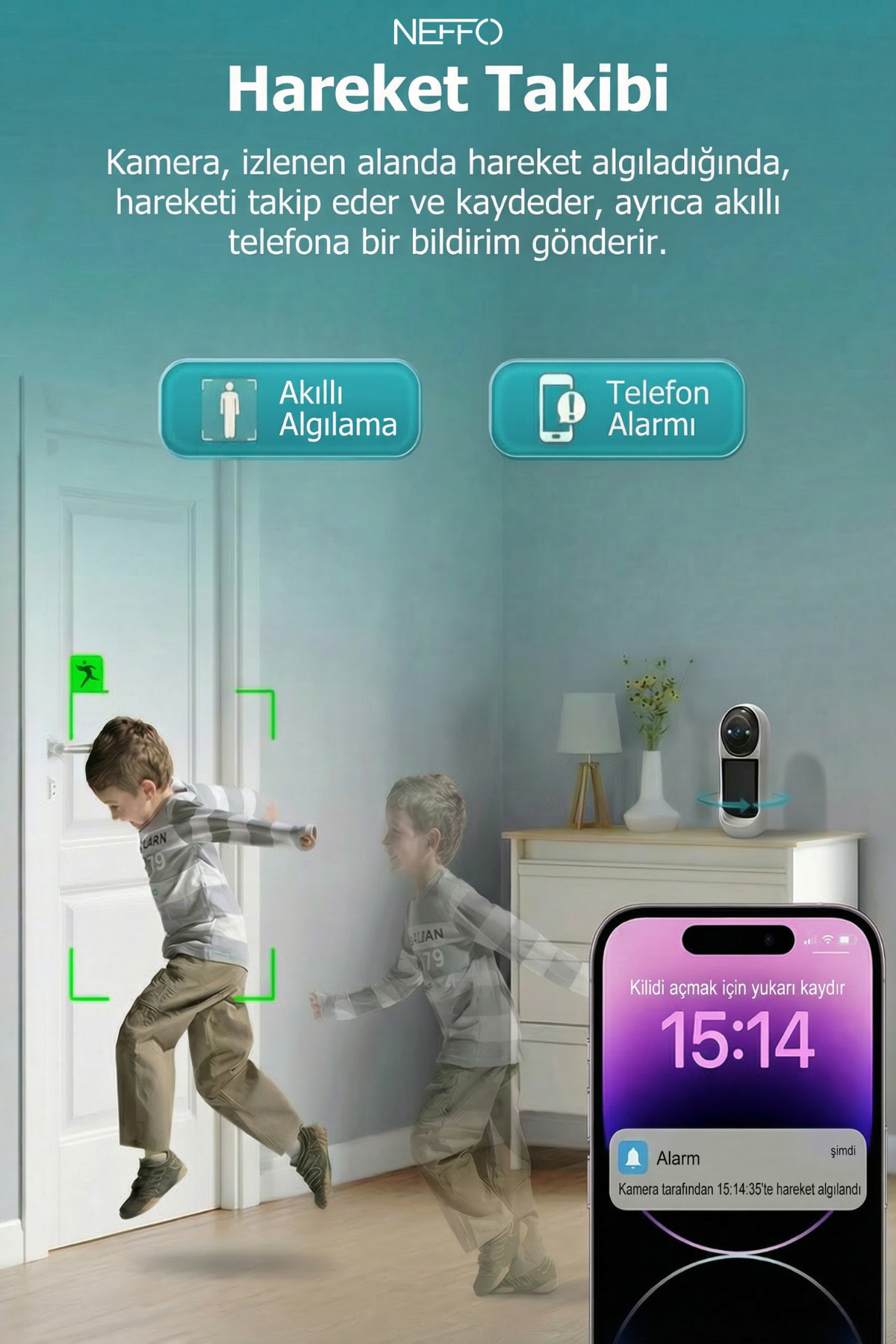 NEFFO Bebek Kamerası Hareket Algılama Monitörlü Full Hd Smart Ip Güvenlik Kamerası fotoğrafı 5 (önizleme)