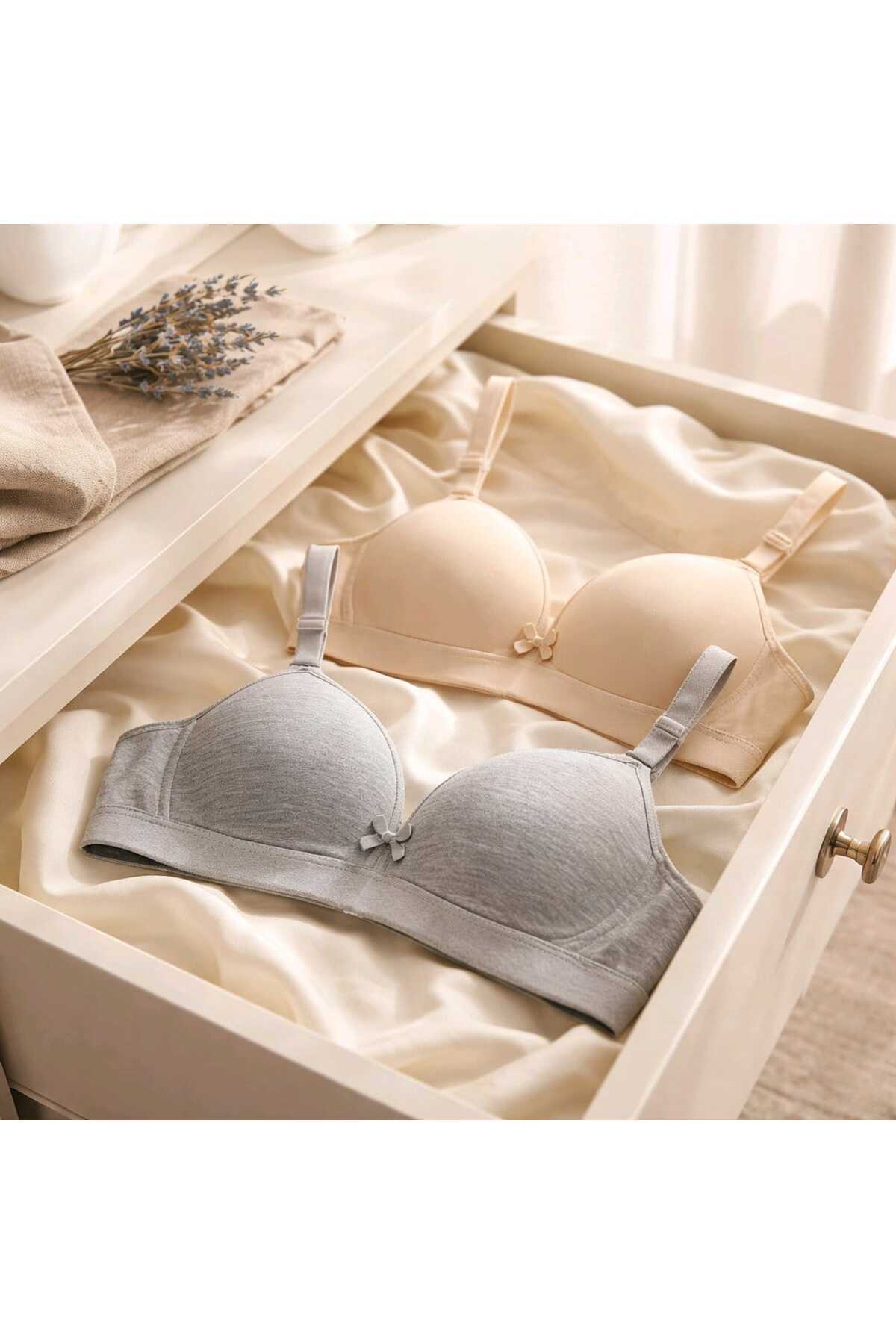 MissPrive Alıştırma Sütyeni Balen Telsiz Soft Bra Ten-Gri 2'li
