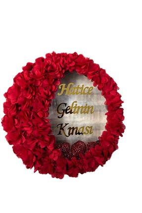 Elriya Kırmızı Gelin Tefi Şeffaf - Üç Boyutlu Çiçekli - Boncuk İşleme Detaylı