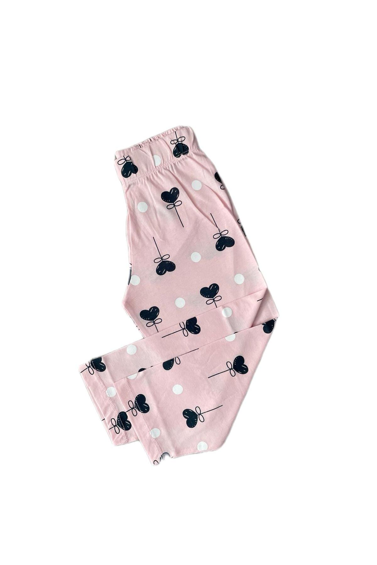 byalisdmr KIZ ÇOCUK PİJAMA TAKIMI PEMBE %100 PAMUK SÜPREM KUMAŞ KALP DESEN KISA KOLLU GÖMLEK YAKA fotoğrafı 5 (önizleme)