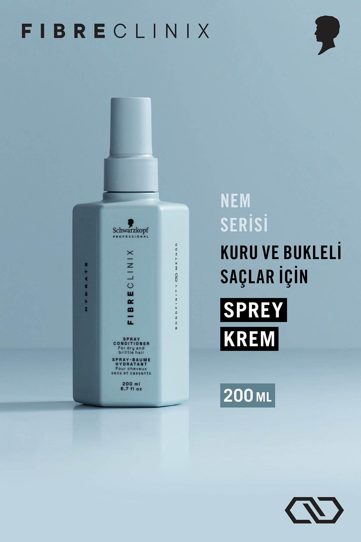 Fibre Clinix Nemlendirici Sprey Krem 200ml | Kuru ve Cansız Saçlar