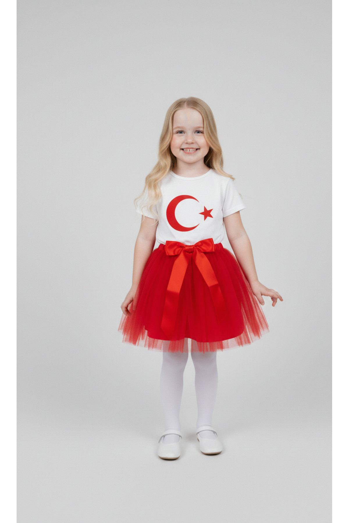 Girls April 23 October 29 Showwear Costume Tutu Skirt Short Sleeve AYYILDIZ T-Shirt Set
