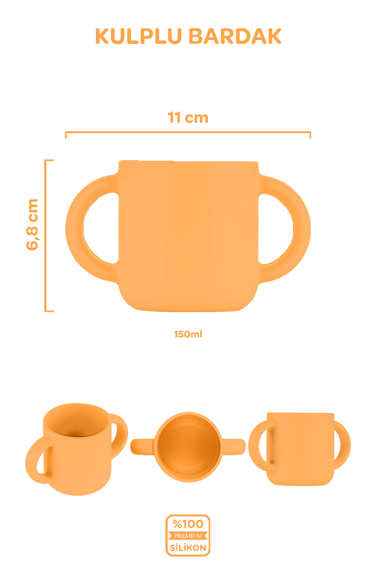 Moki Kulplu Silikon Bardak Candle Turuncu fotoğrafı 2 (önizleme)