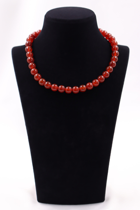 SAURACHI Akik Taşı Kolye Doğal Taş Dizi Kırmızı 10 mm