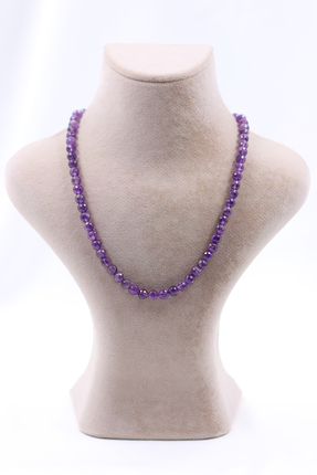 SAURACHI Ametist Taşı Kolye Faset Kesim Doğal Taş Dizi 6 mm