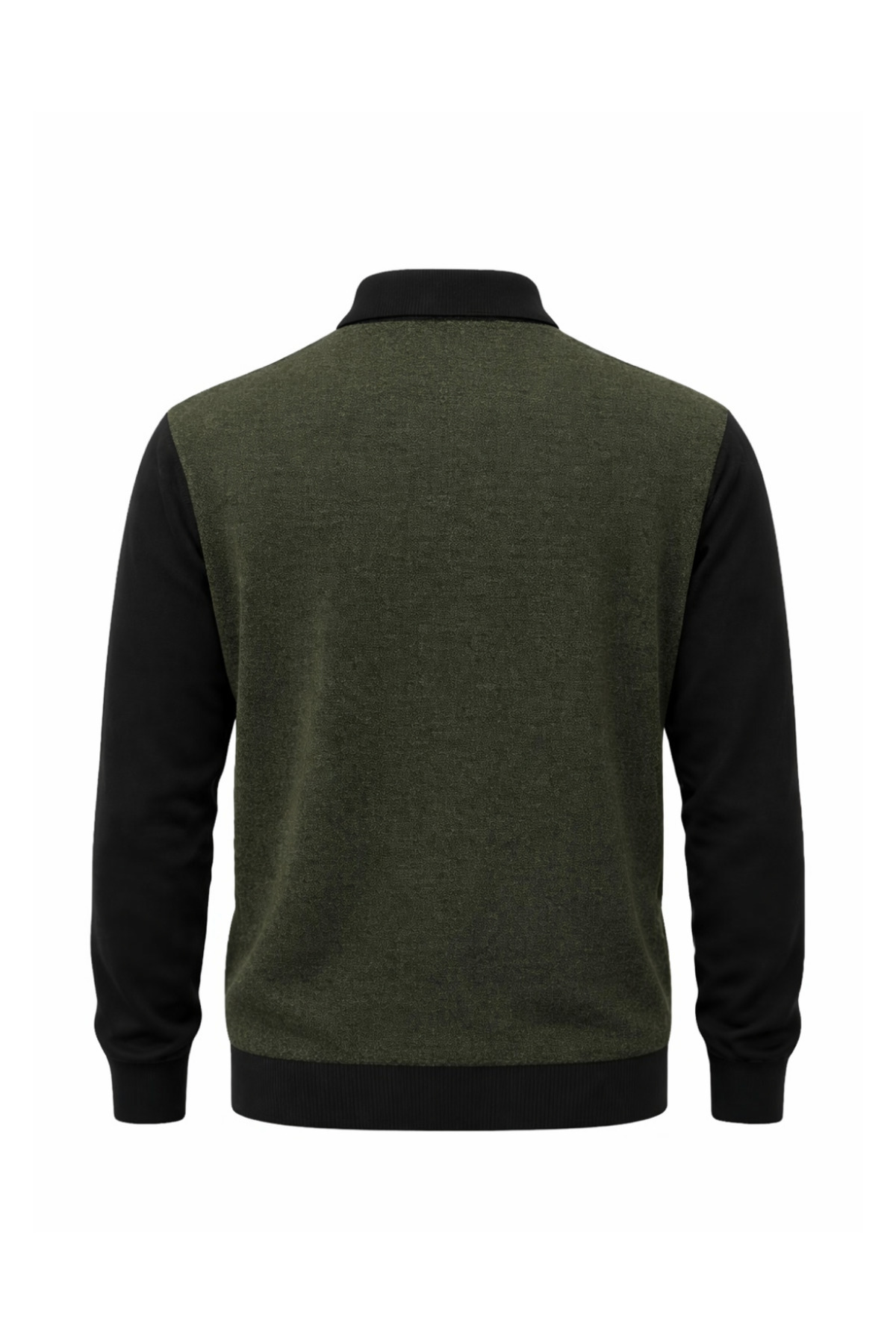 BattalModa Erkek Büyük Beden Haki Polo Yaka Fermuarlı Triko Kazak 5XL-6XL-7XL-8XL görsel 5