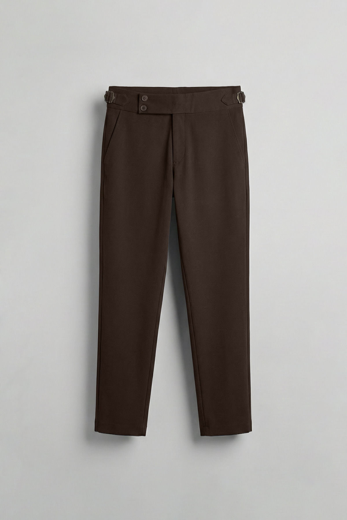 Erkek Slim Fit İtalyan Kesim Yan Tokalı Çift Düğmeli Pantolon Kahverengi — قهوه‌ای PNT.0164