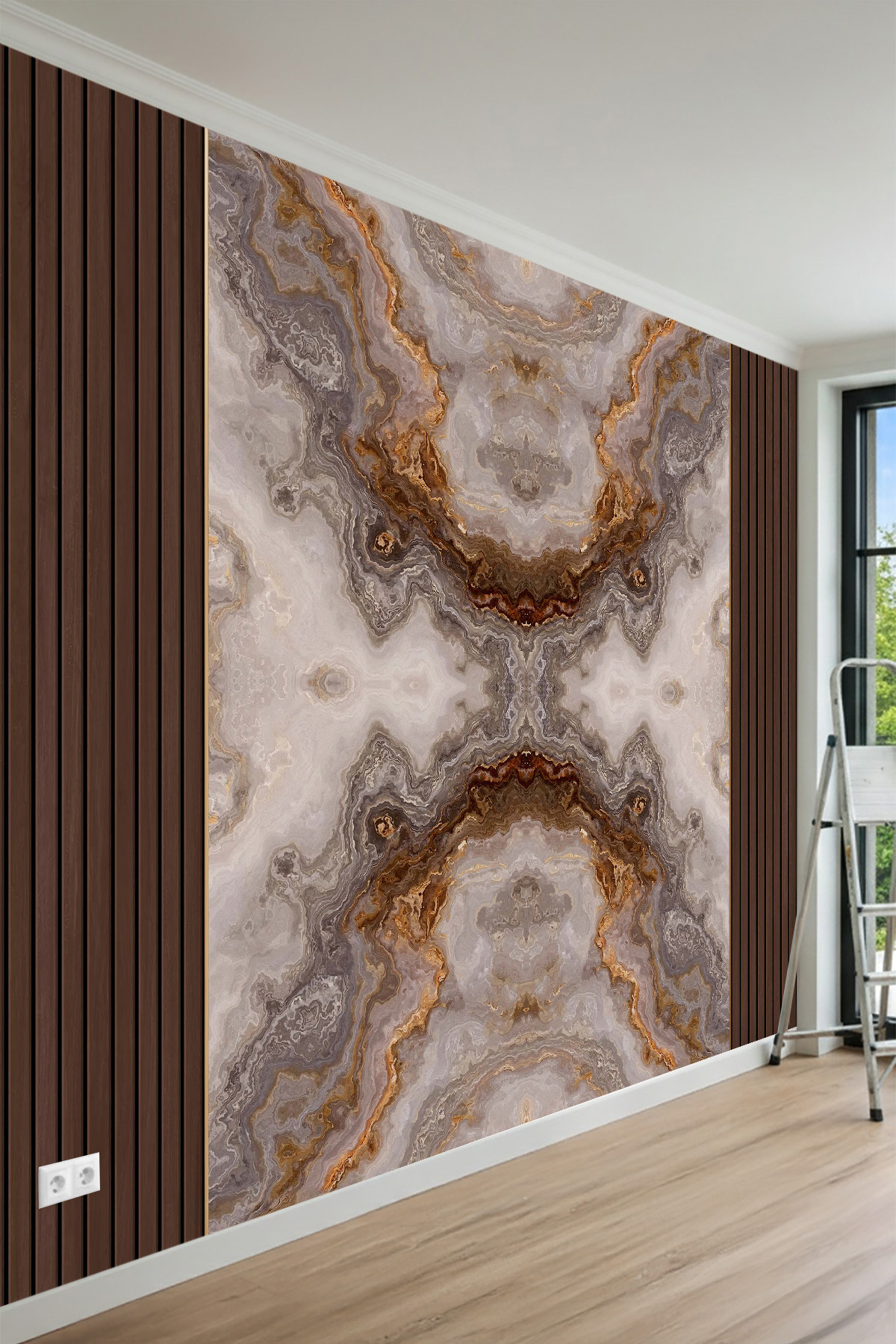 MİRAZAWALL Çıta Detaylı Doğal Taş Desenli Modern Tek Parça Tekstil