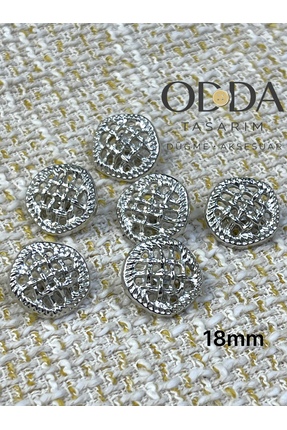 ODDA TASARIM ATÖLYESİ 18 MM Z.RA HASIR DESEN GUMUS 6li DUGME SET