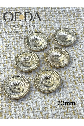 ODDA TASARIM ATÖLYESİ 23 MM MA.NGO 2 DELIK GOLD METAL 6 li DUGME SETI
