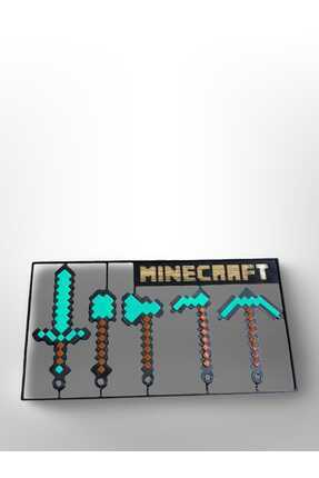 TRfrom3D Minecraft Elmas Araçlar Anahtarlık Seti — Kılıç, Kazma, Balta, Kürek...