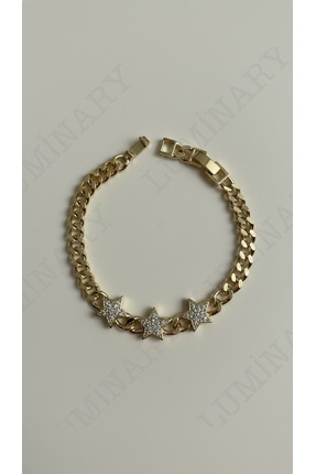 Luminary Atelier Gold Yıldız Detaylı Taşlı Zincir Bileklik – Paslanmaz Çelik ...