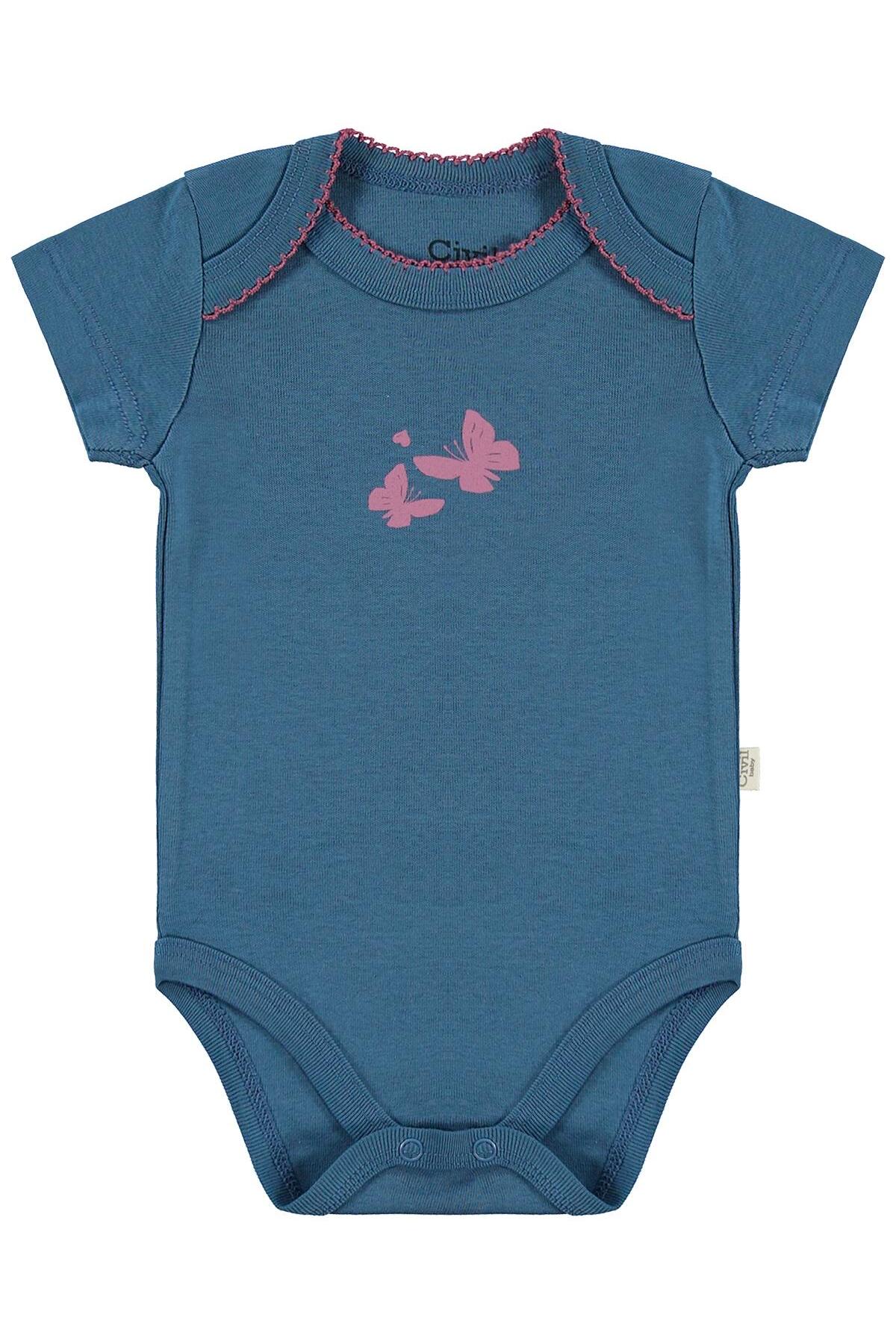 Civil Baby Kelebek Empirmeli 3 Lü 0-36 Ay Çıtçıtlı Badi - Bej 12-18 Ay fotoğrafı 3 (önizleme)