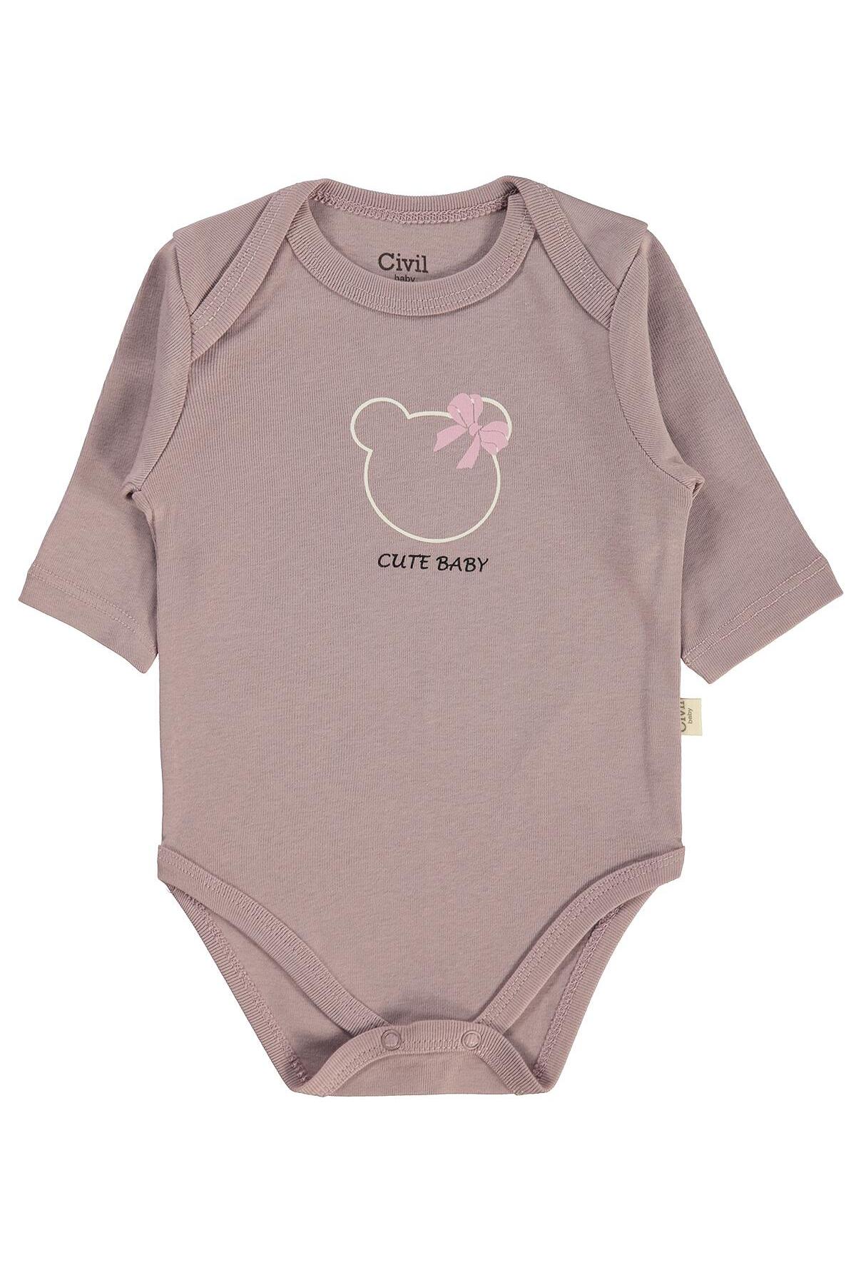 Civil Baby Ayıcık Empirmeli 3 Lü 0-36 Ay Çıtçıtlı Badi - Bej fotoğrafı 5 (önizleme)