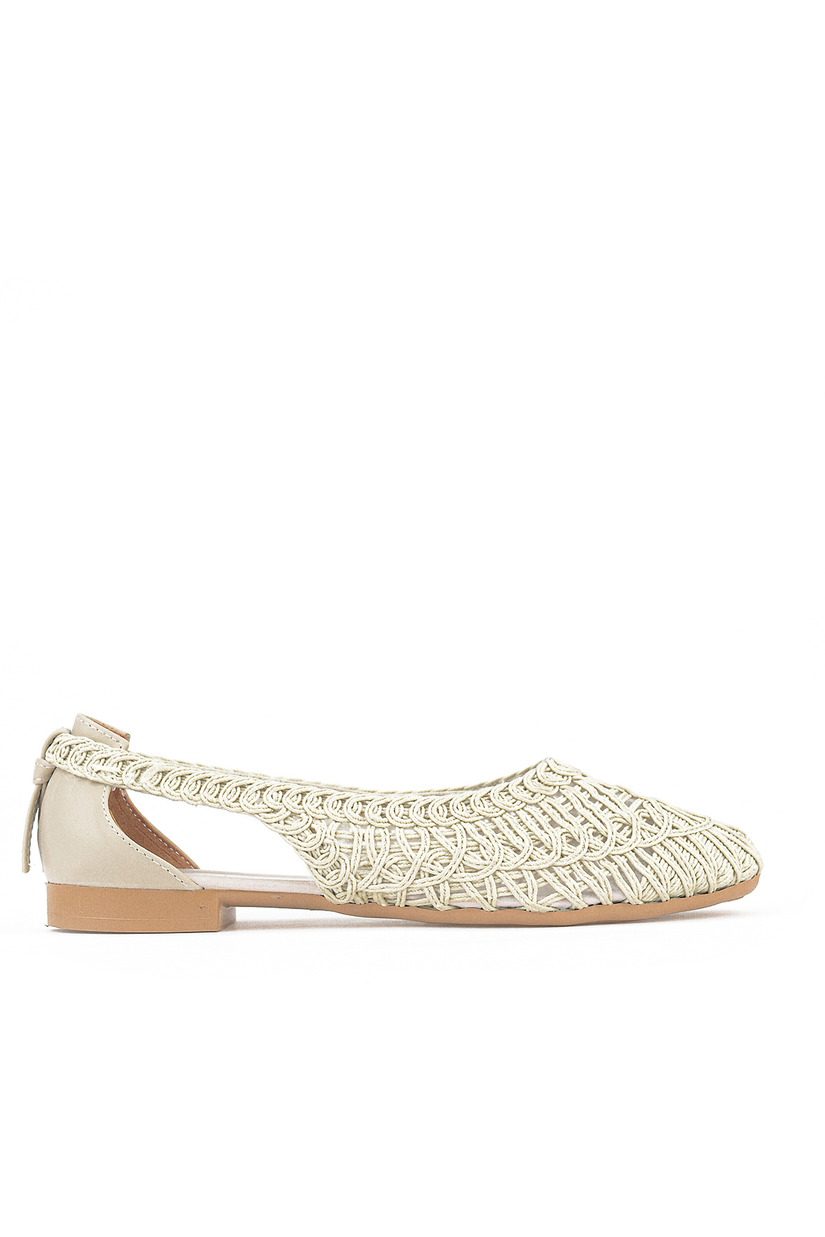 , Wicker Knitted Women's Flat Shoes 1611060Z1512 Beige