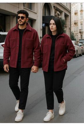 F17mixed Erkek Polar Gömlek Ceket – Çıtçıtlı Oversize Kışlık Mont – Yumuşak D...