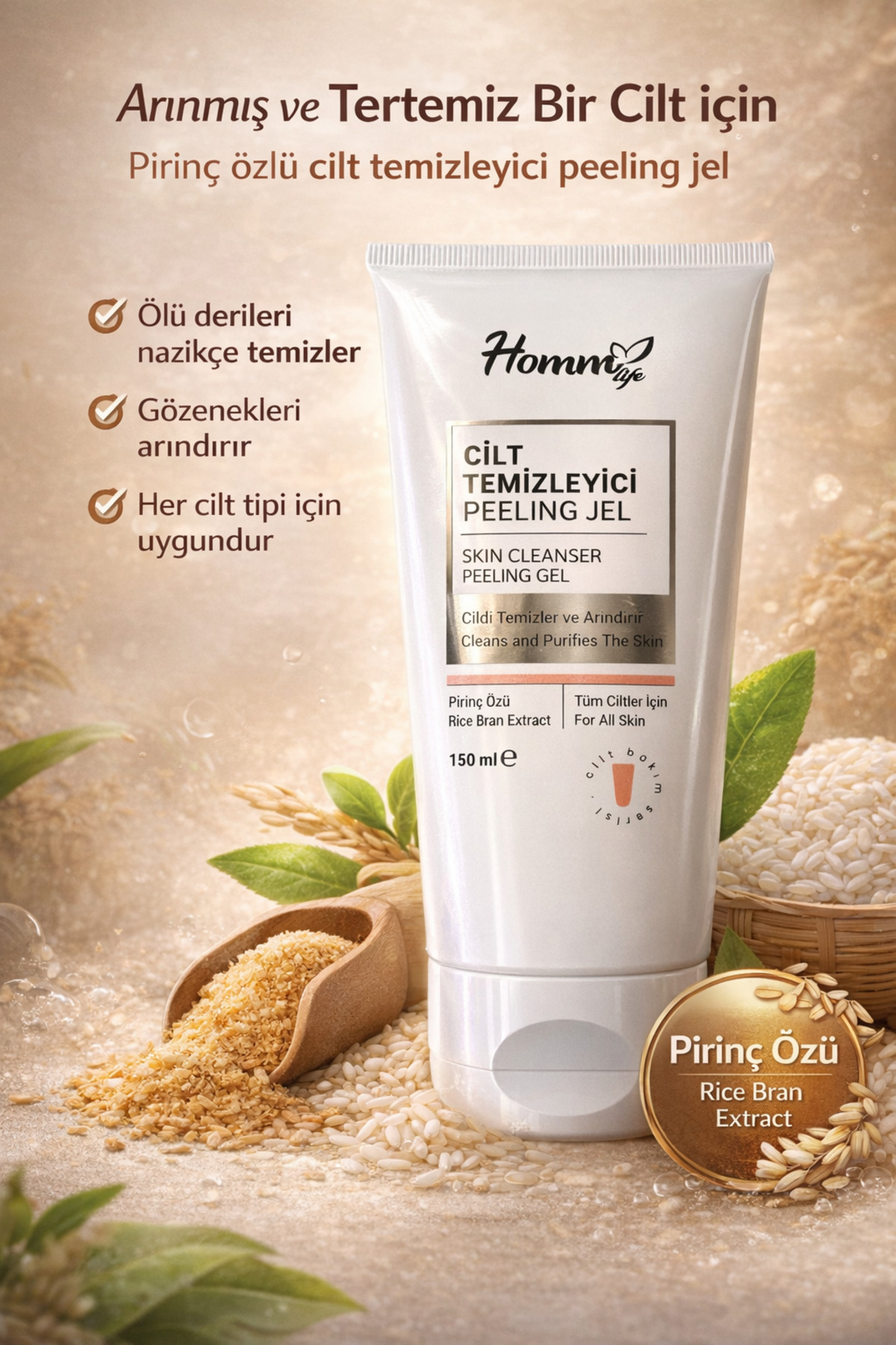 Skin Care Gel Homme スキンケアジェル　オム Homm Life CİLT TEMİZLEYİCİ PEELING JEL 150 ML - Fiyatı, Yorumları