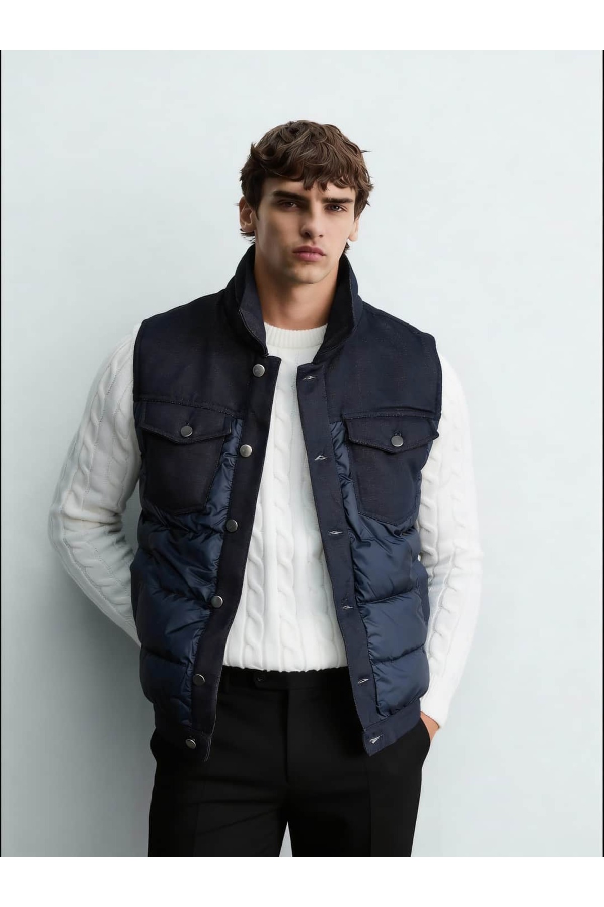 Atelier Old Money Urban Shield Lacivert Casual Yelek FW5771