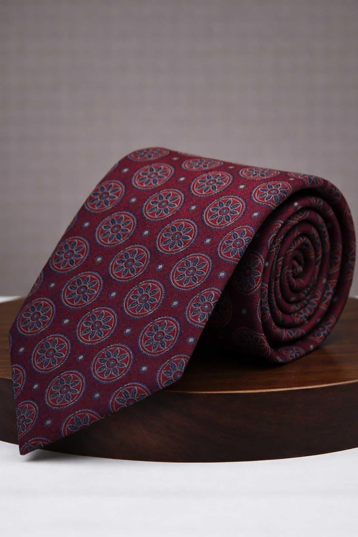 Kravatkolik Bordo Motif Kravat