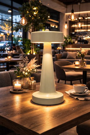 Natiorj Dome Krem Model Pilli Masa Lambası Cafe Salon Yatak Odası Proje Abajur