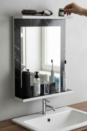 Moemi Raflı Banyo Aynası Lavabo Aynası Wc , Dresuar , Koridor , Mutfak , Maky...