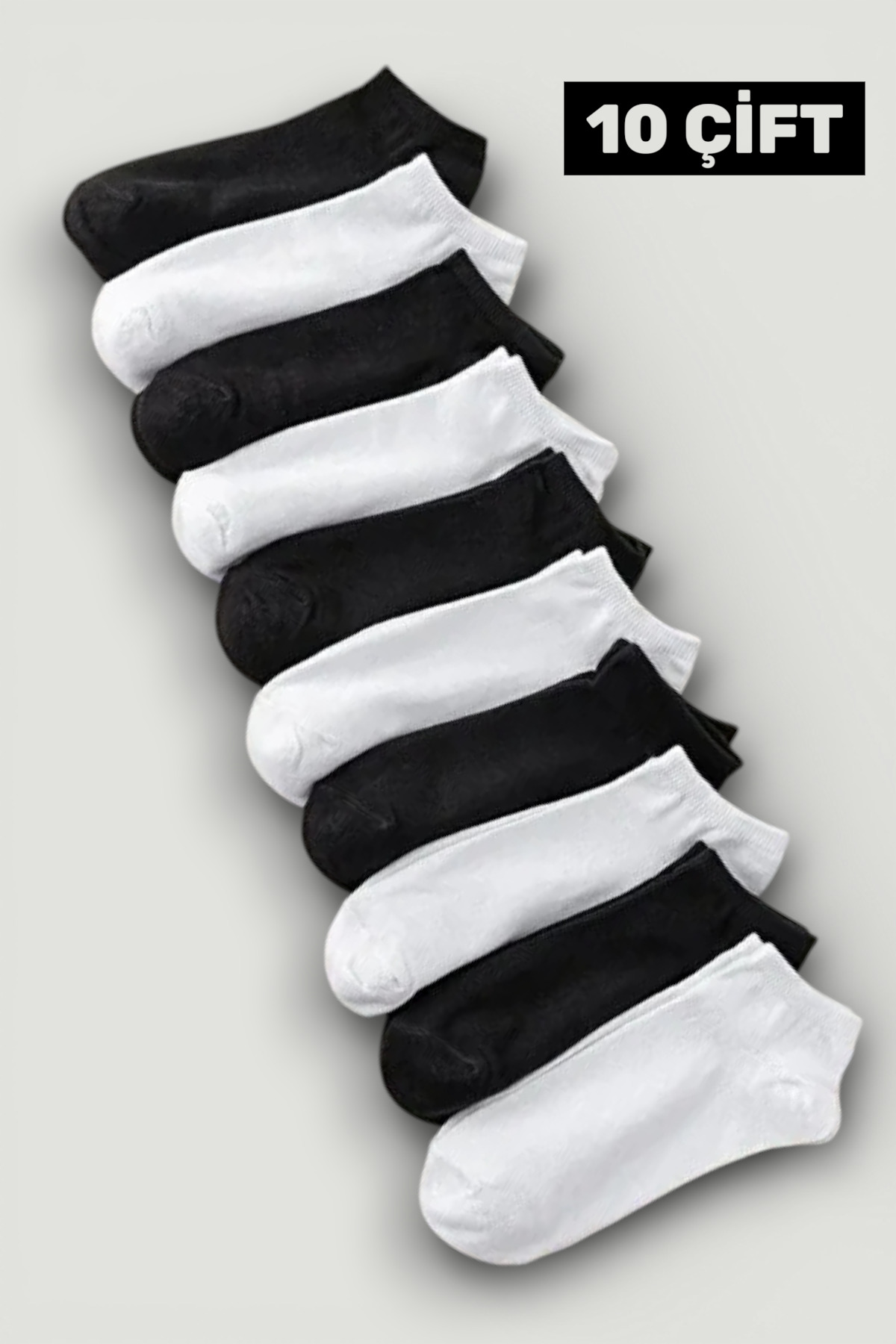 Esinti 10 чифта памучни къси чорапи до глезена – комплект черно-бели мъжки и ...