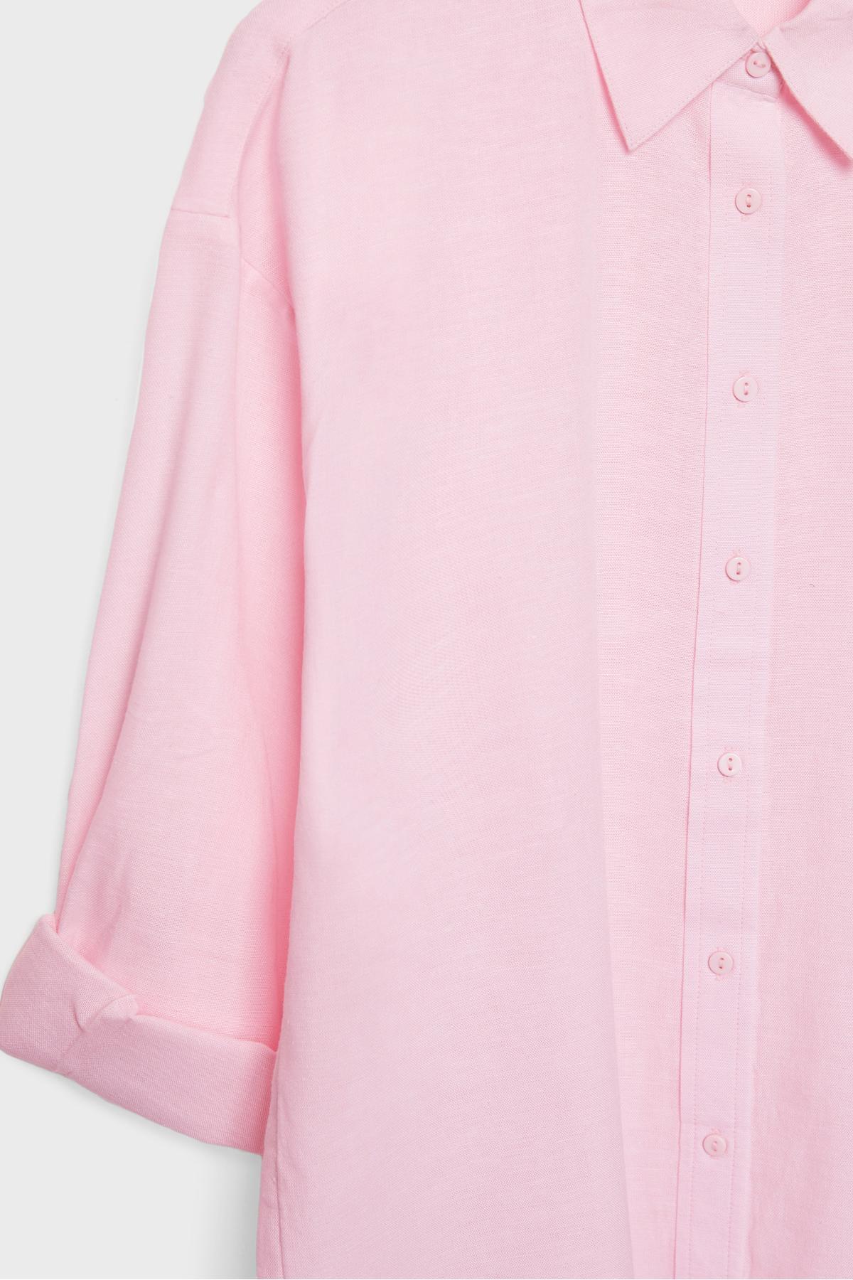 Stradivarius  Keten etkili dökümlü gömlek - Görsel 8