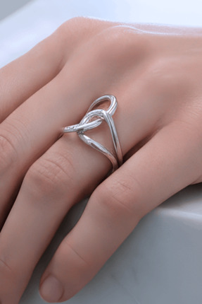vera noa jewelry Soyut Model Ayarlanabilir Silver Çelik Yüzük