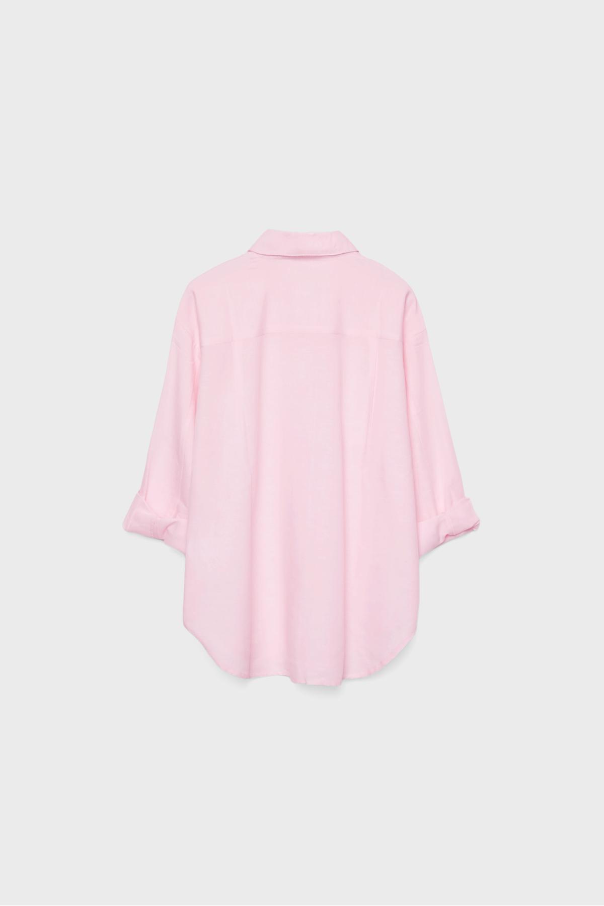 Stradivarius  Keten etkili dökümlü gömlek - Görsel 7